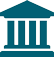 Teal icon of a building four with columns